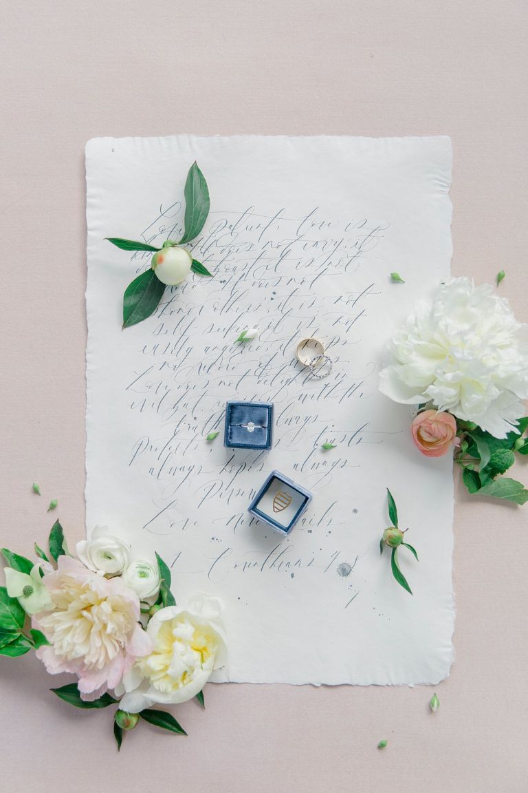 Đám cưới Phẳng Lay hoa Nhẫn Màu xanh Virginia Vi đám cưới Sự kiện thân mật Ngày trọng đại