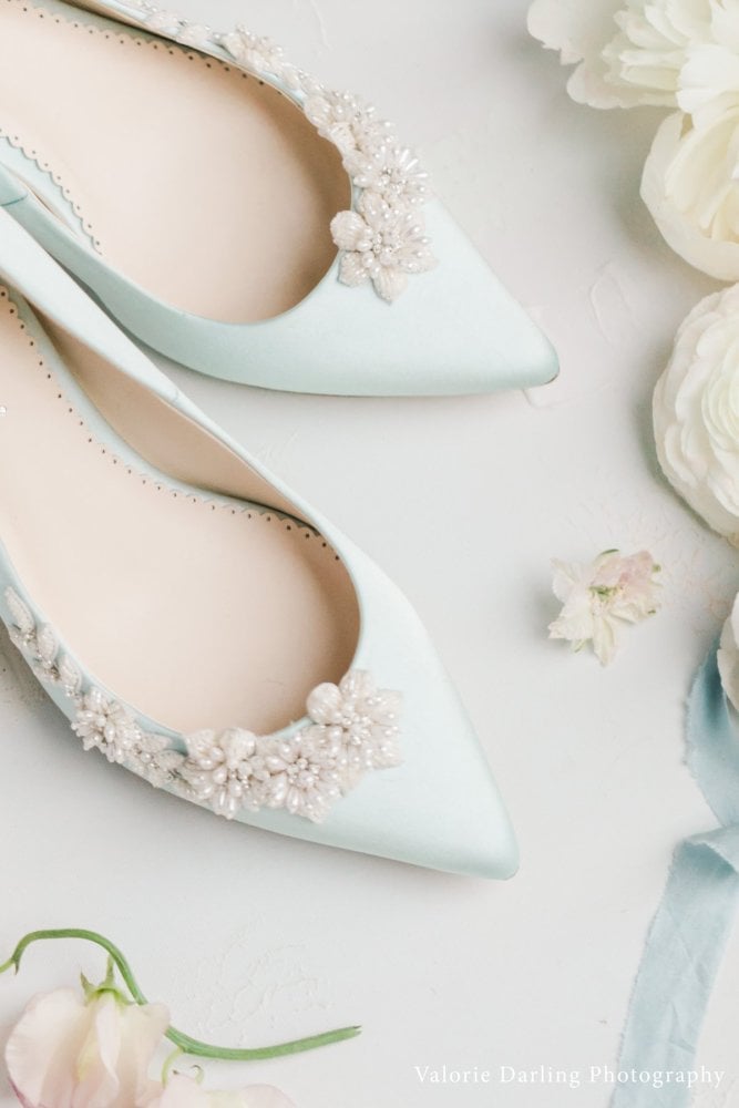 10 Beautiful Bridal Flats Bella Belle Shoes Daisy 3D Floral Blue Flats - 20 đôi giày cưới bằng phẳng (sang trọng như giày cao gót)