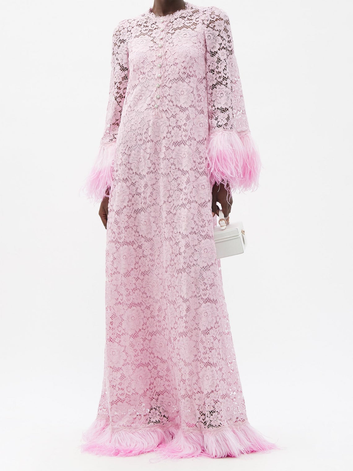 Dolce and Gabbana Feather Trim Pink Wedding Dress Best Pink Wedding Dresses for 2021 2022 Brides Bridal Musings 1 - 30 chiếc áo dài cưới màu hồng dành cho cô dâu yêu thích sắc màu