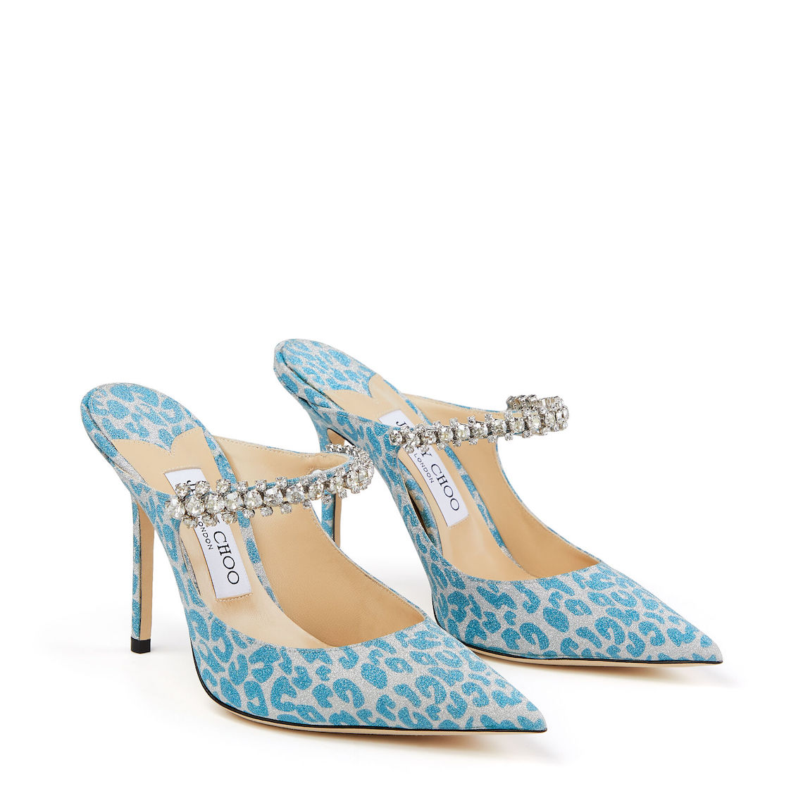 Jimmy Choo Bing 100 in Blue Leopard Print Best Blue Bridal Shoes Heels Booties Sandals Flats for Your Something Blue Wedding Bridal Musings - 22 Đôi giày cô dâu màu xanh lam cho 'Thứ gì đó màu xanh lam' của bạn