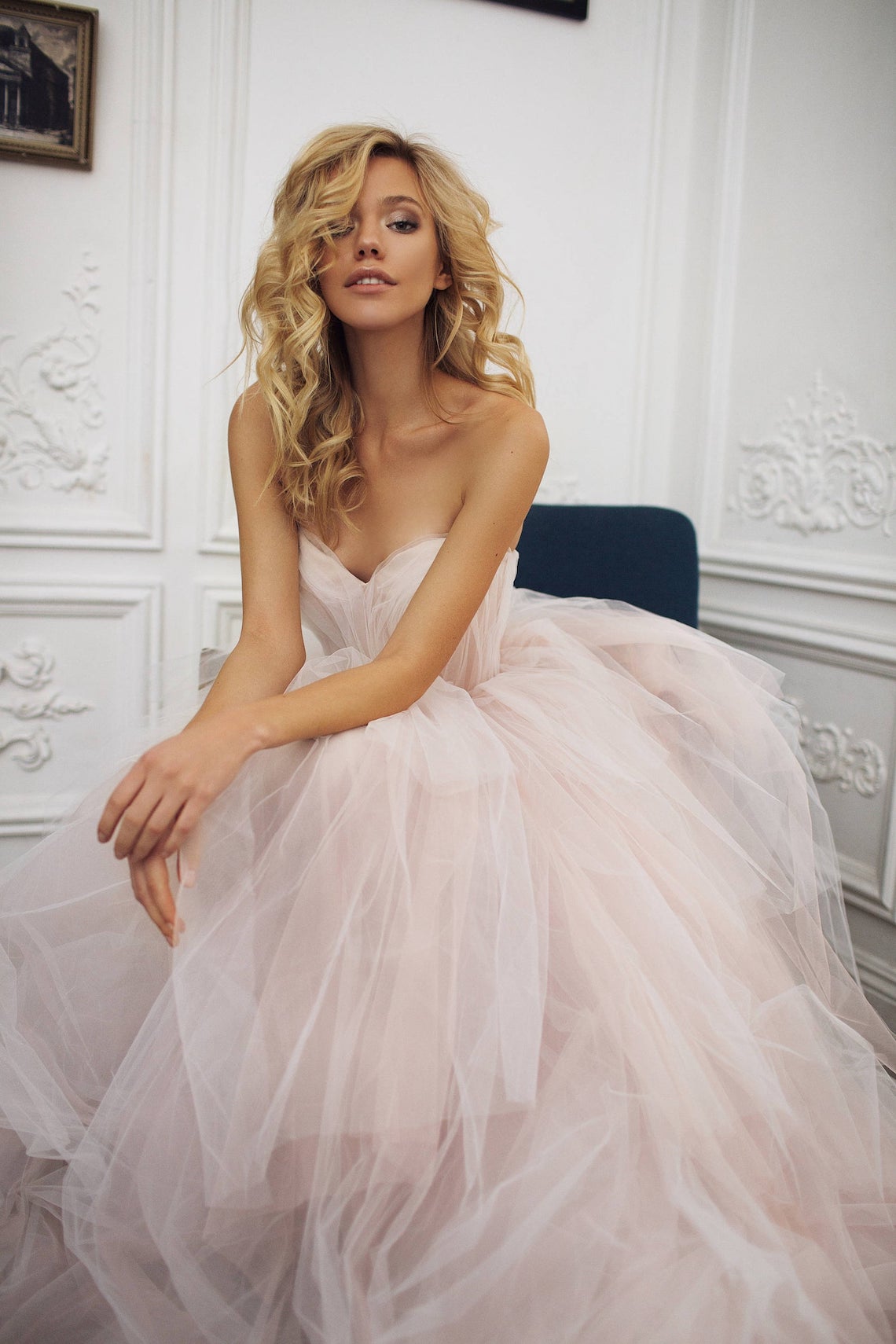 Mila Bridal Blush Pink Tulle Wedding Dress Best Pink Wedding Dresses for 2021 2022 Brides Bridal Musings 1 - 30 chiếc áo dài cưới màu hồng dành cho cô dâu yêu thích sắc màu