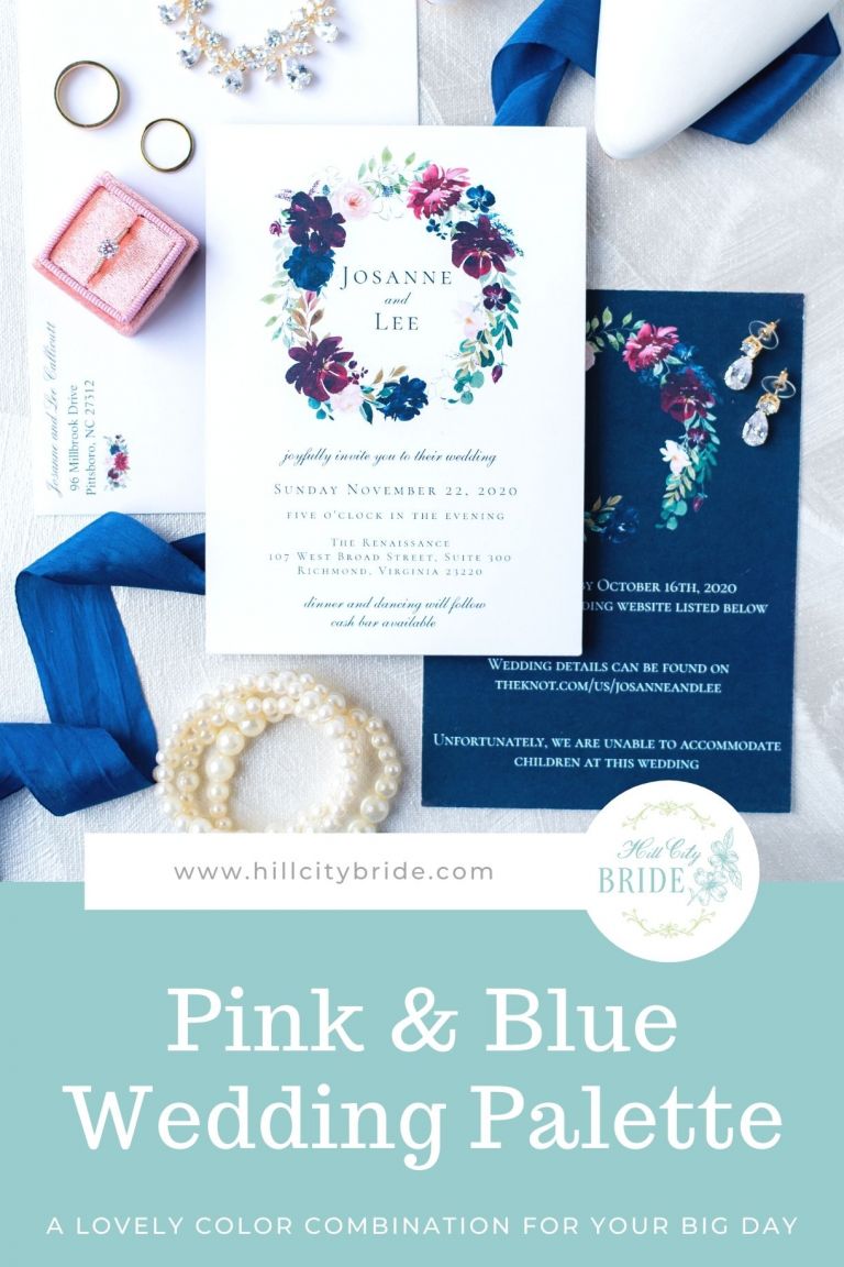 Ý tưởng đám cưới màu hồng và xanh lam ở Richmond Virginia