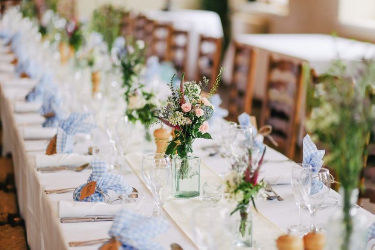 Blue Wedding Table Reception Centerpieces