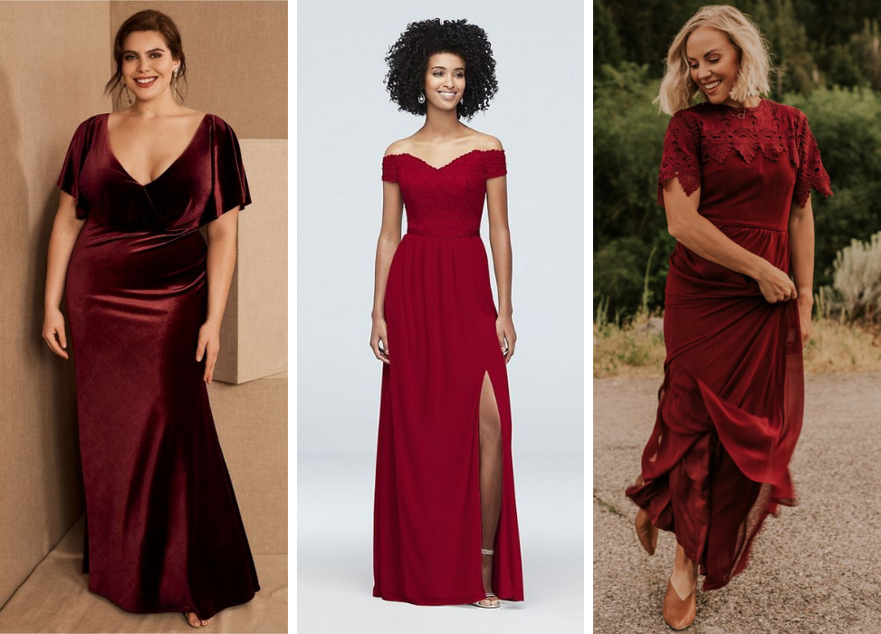 váy phù dâu sành điệu màu đỏ