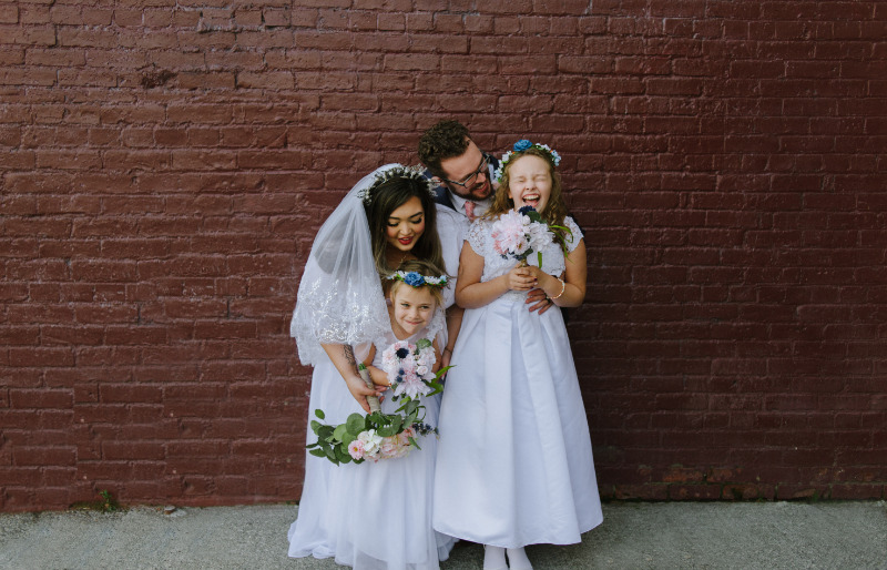 1629727571 387 blended family non denominational wedding on offbeat bride 11 - This blended family non-denominational wedding was COVID-safe and broadcast via ZOOM
