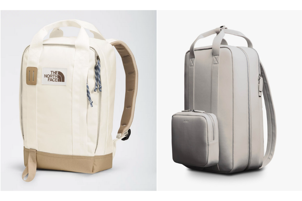 Light colored backpacks, perfect for carry-on travel