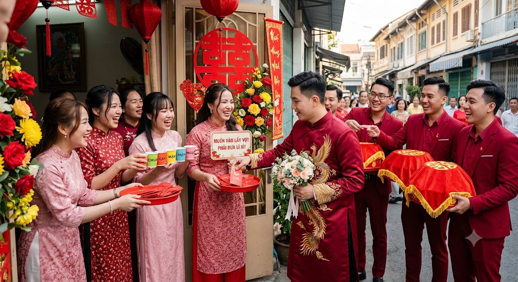 thử thách chặn cửa xin dâu