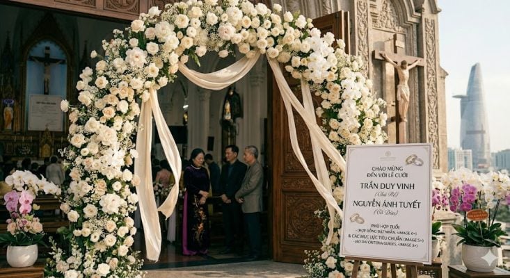 trang trí nhà thờ ngày cưới