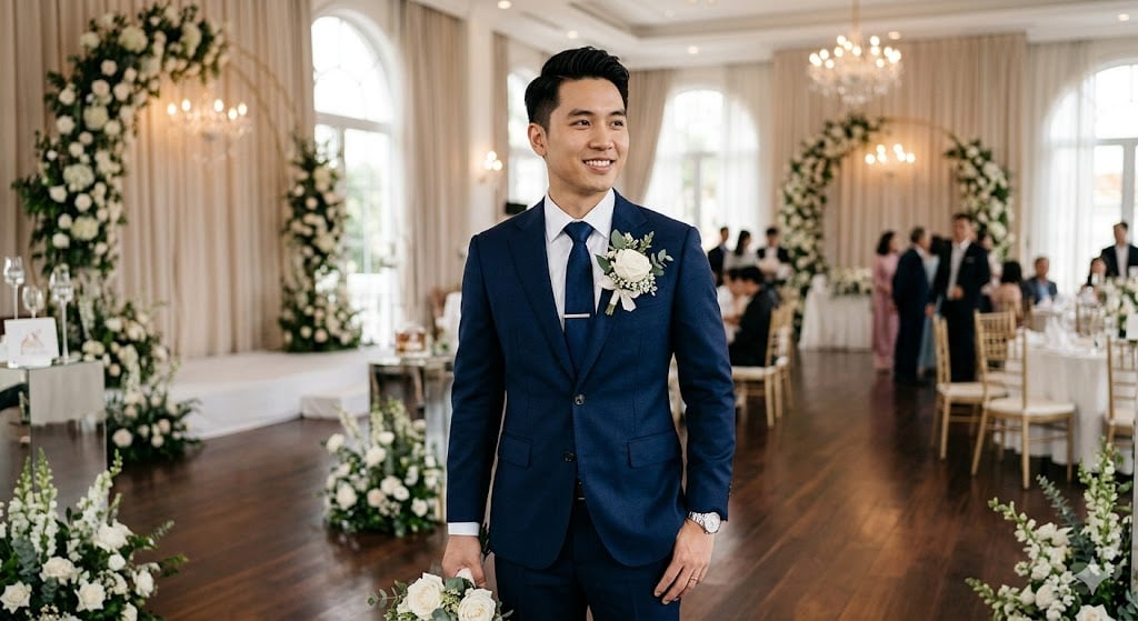 hoa cài áo chú rể