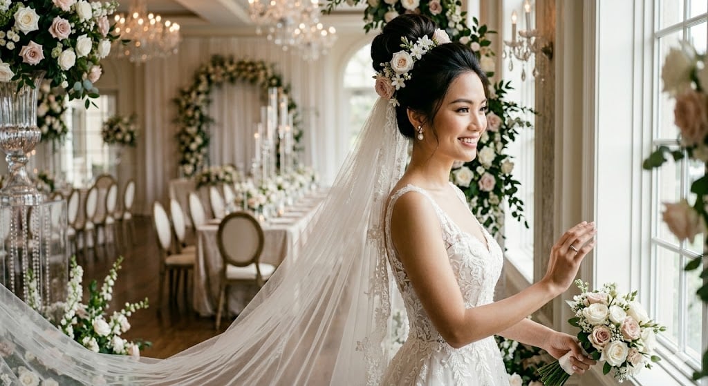 kiểu tóc cô dâu đẹp