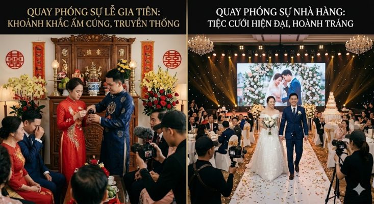 quay phóng sự cưới lễ gia tiên hay nhà hàng